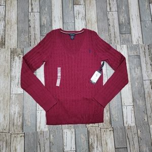 Cable V-Neck Sweater,